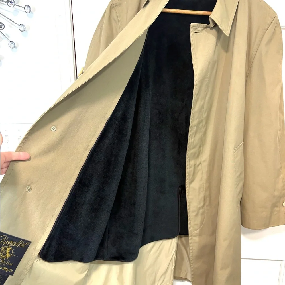 Vintage London Fog Clipper Mist All‎ Weather Trench Coat Mens 42 Zip Out Liner